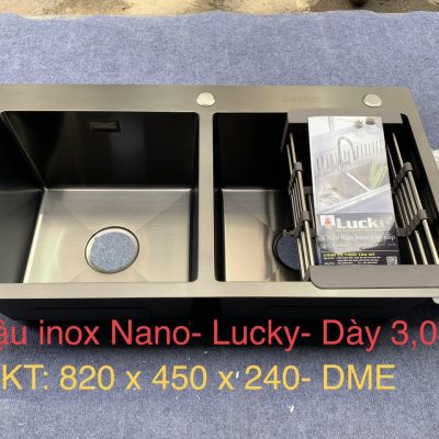 Chậu rửa bát inox nano- dày 3 li - Kích thước 820x450x240-DME