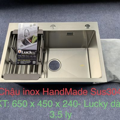 Chậu rửa bát inox handmade Sus304 - KT 650x450x250 dày 3.5 ly
