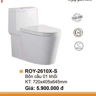 Bồn Cầu Toilet bệt vệ sinh 1 khối ROY 2610X S
